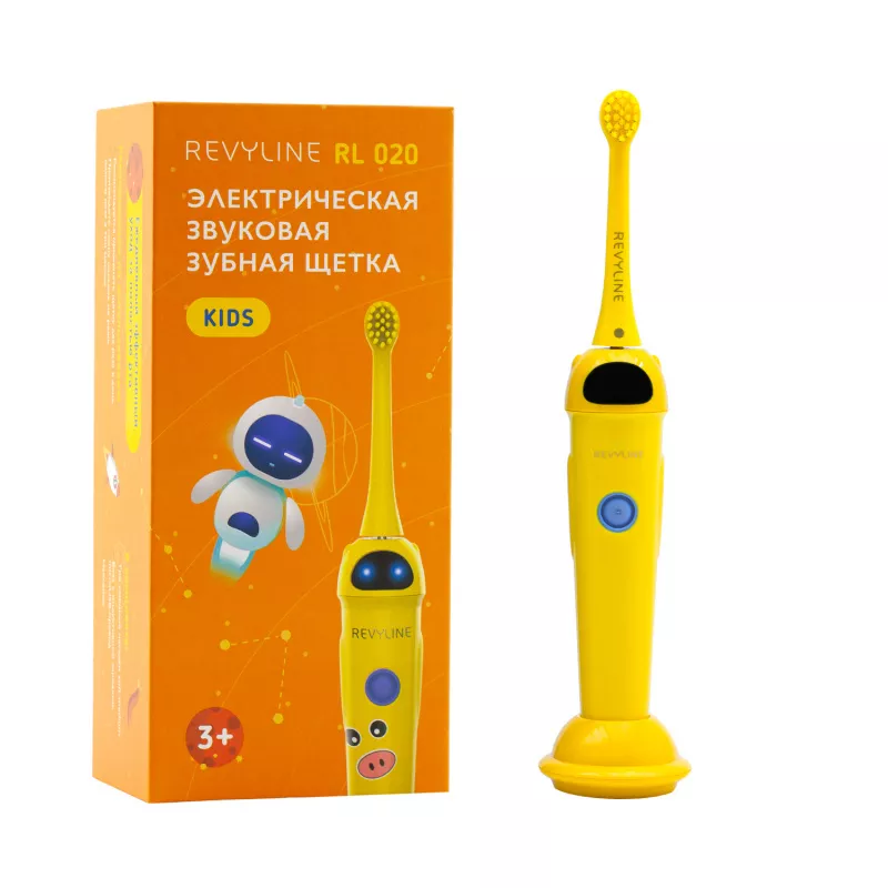 Звуковая зубная щетка Revyline RL020 Kids в желтом корпусе